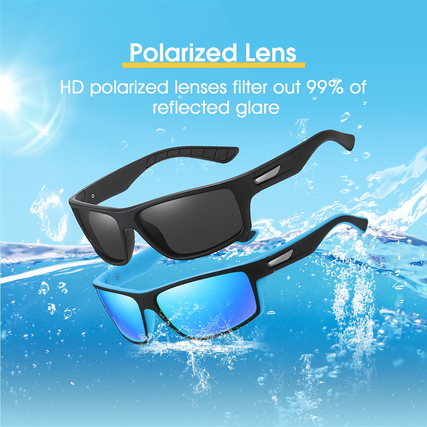 OJIRRU Sunglasses Mens Polarised Sports Sun Glasses Wrap Around Shades for Men Women Driving Running Cycling with UV Protection