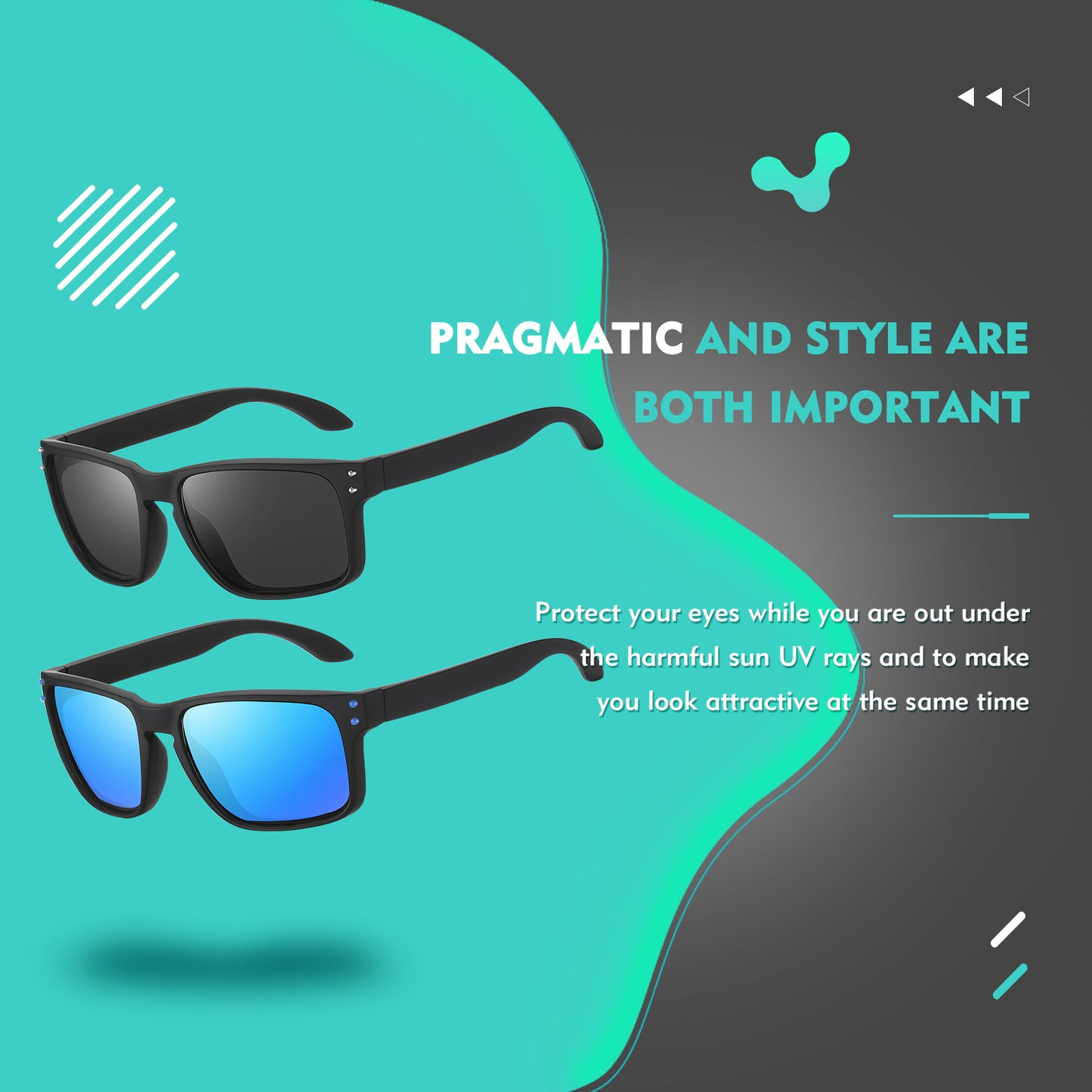 OJIRRU Sunglasses Mens Polarised Sun Glasses Rectangle Shades for Men Womens UV400 Protection Sports Driving Fishing Travel Sunglasses