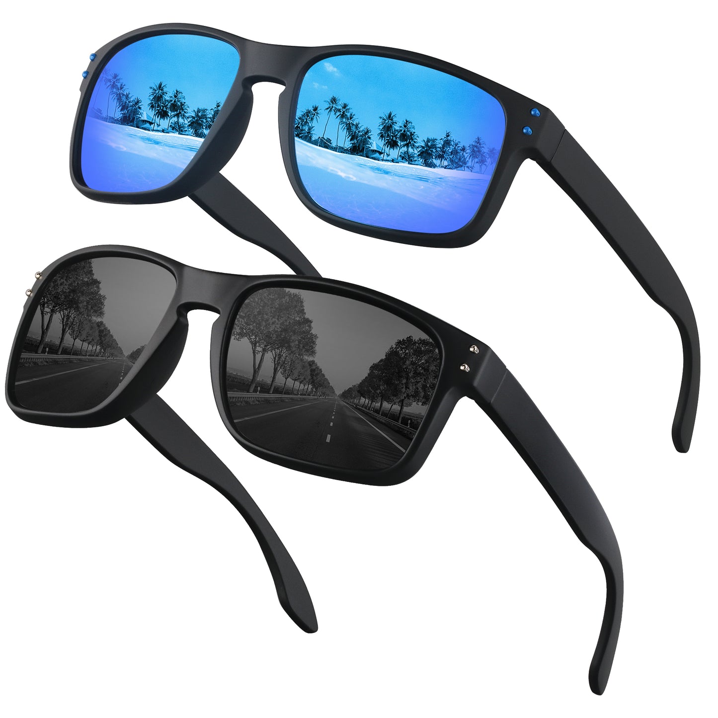 OJIRRU Sunglasses Mens Polarised Sun Glasses Rectangle Shades for Men Womens UV400 Protection Sports Driving Fishing Travel Sunglasses